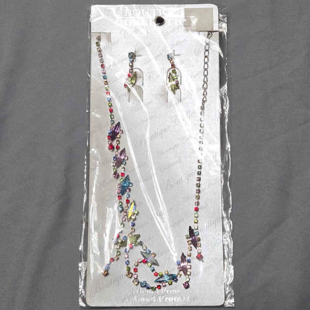 Boutique Collection Multicolor Rhinestone Necklace & Earring Set
